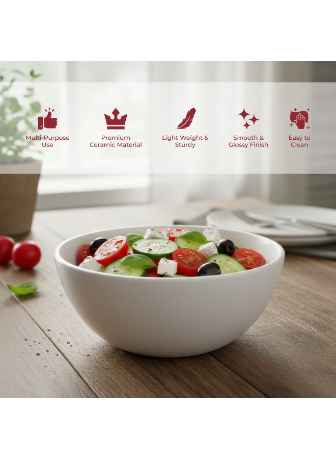 Luminarc White Ceramic Bowl  – 9.5cm Small Serving Bowls, Durable Microwave & Dishwasher Safe Soup Dessert Snack Bowls - Image 4